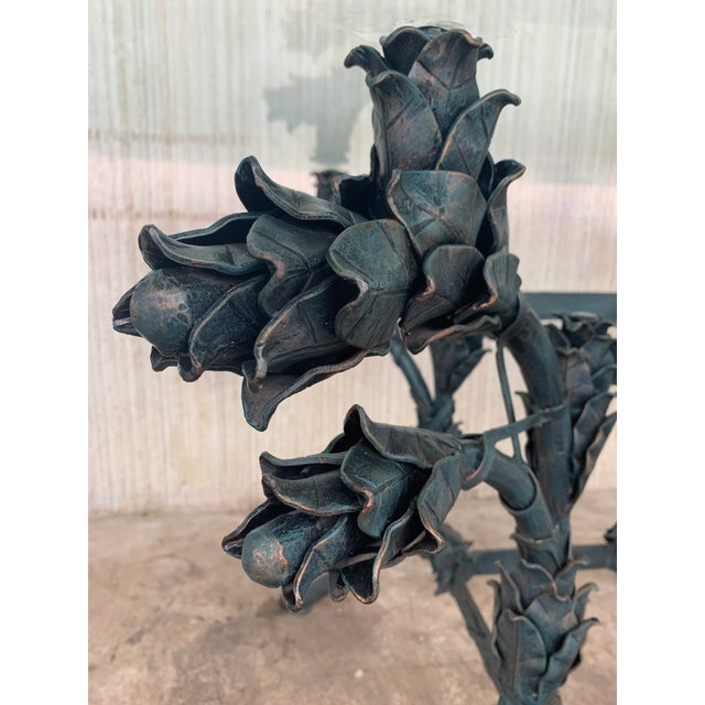 Metal Antique Italian Neoclassical Ornamental Wrought Iron Center Table For Sale - Image 7 of 11