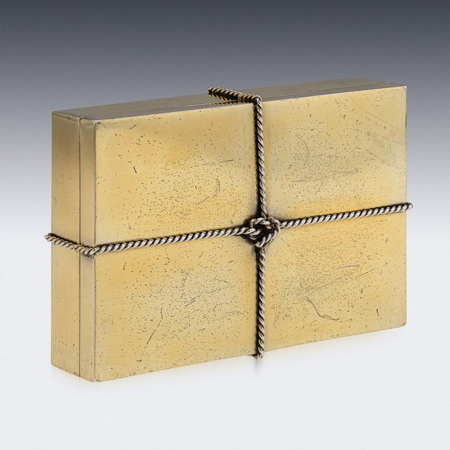 Metal Vintage 20th Century Italian Gilt Silver Cigar Box from Tiffany & Co, 1960s For Sale - Image 7 of 17