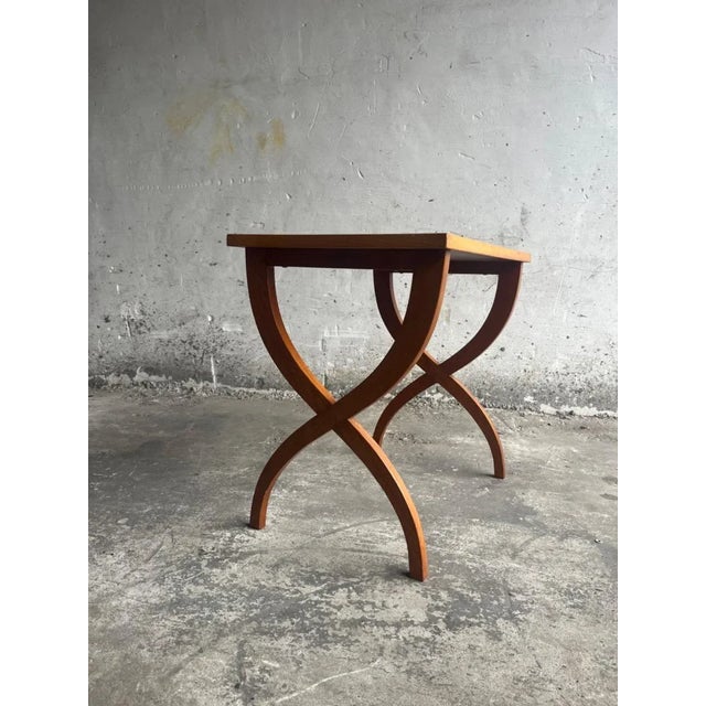 X-Shaped Leg Side Table For Sale - Image 6 of 13