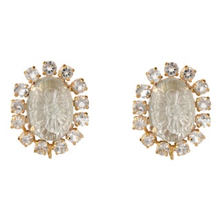 Luna Studs, Clear, Pierced For Sale