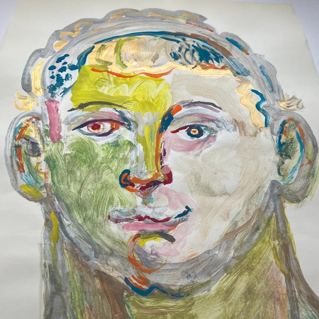 Approximately 11 x 17 painting on colored paper Signed bottom left Unframed