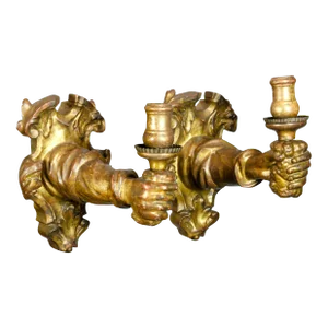 Early 18th Century Italian Baroque Giltwood Arm-Form Wall Lights - A Pair