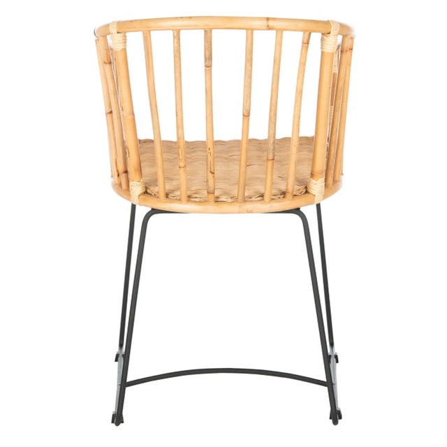 Rattan Barrel Dining Chair in Natural & Black For Sale - Image 4 of 11