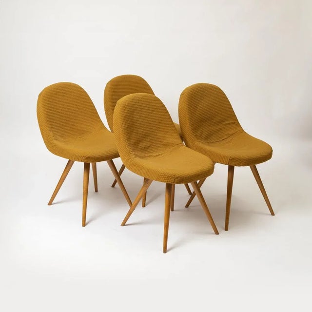 Set of 4 dining chairs by frantisek jirak, czechoslovakia, 1950s. Original, unrestored condition, the wood as well as the...