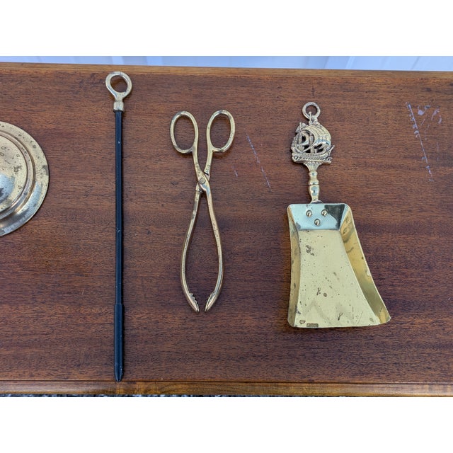 Vintage Solid Brass Stove Tool Kit for Yachts - 20 Inch Nautical Fireplace Set - Small Boat Stove Accessories - Maritime Decor - Seafaring Gift For Sale In Washington DC - Image 6 of 6