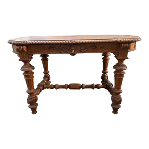 Renaissance Revival Oak Writing Desk With Tooled Leather Top, Late 19th–Early 20th Century