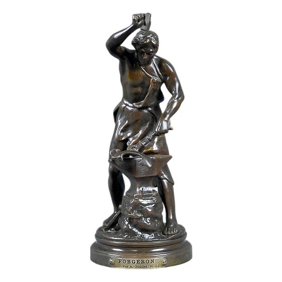 Gaudez, The Blacksmith, Late 19th Century, Bronze For Sale