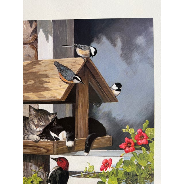 1990s 1995 Persis Clayton Weirs "Do Not Disturb" Signed Numbered 54/950 Print Cats, Birds W/ Coa For Sale - Image 5 of 9