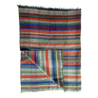 Vintage Harris Tweed Spice Color Block Stripe Textile/Throw For Sale