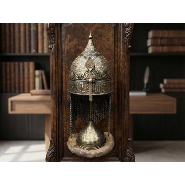 Etched Surah Al-Fath Helm With Chainmail For Sale - Image 4 of 18