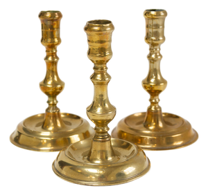 Antique Danish Brass Candlesticks from Næstved, Set of 3, 1780s