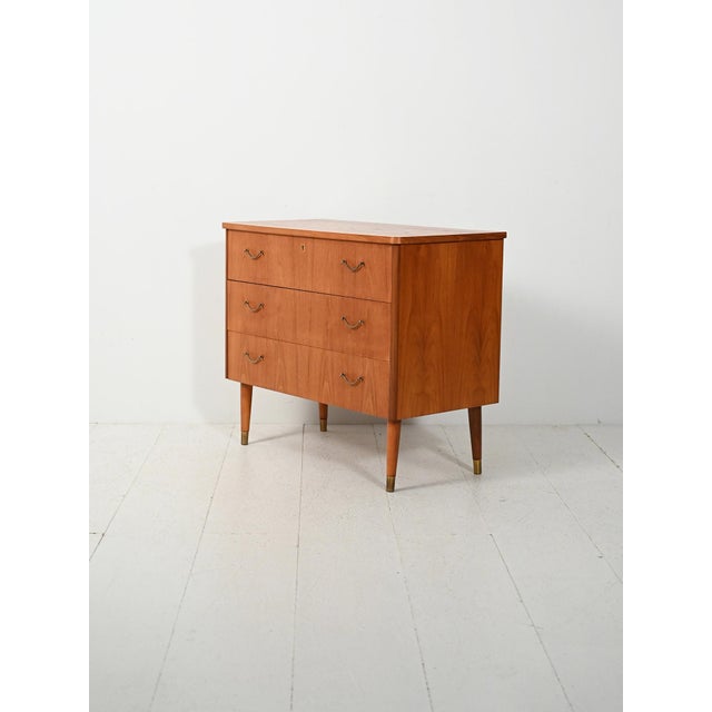 Scandinavian Teak Chest of Drawers with Brass Inserts, 1950s For Sale - Image 4 of 9