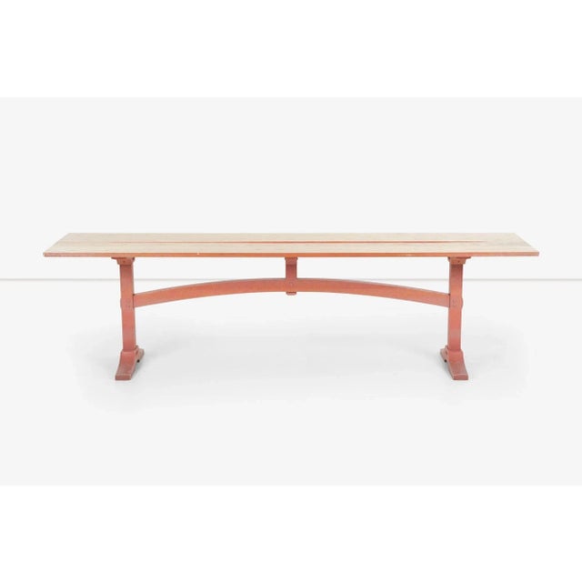 Contemporary 1980s Hand Crafted Free-Edge Trestle Table by Don Braden For Sale - Image 3 of 13