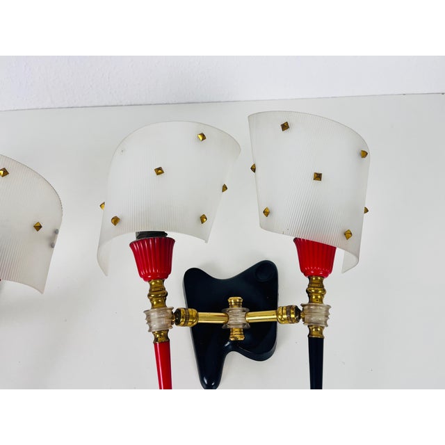 Brass and Plexiglass Wall Lamps by Maison Arlus, 1960, France - A Pair For Sale - Image 10 of 13