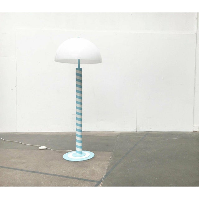 Postmodern German Postmodern Table and Floor Lamps with Light Blue and White Swirl Pattern, 1980s, Set of 2 For Sale - Image 3 of 18