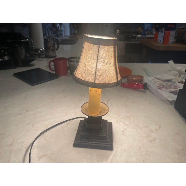 French Vintage French Style 1940s Wood Base Candlestick Night Lamp For Sale - Image 3 of 6