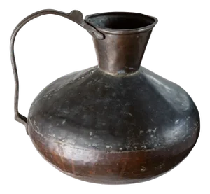 Large Antique Hand-Hammered Copper and Bronze Jug, Italy, 1700s