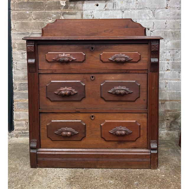 Dating to the 1880s, this beautifully crafted chest is constructed from solid walnut and exemplifies the geometric...