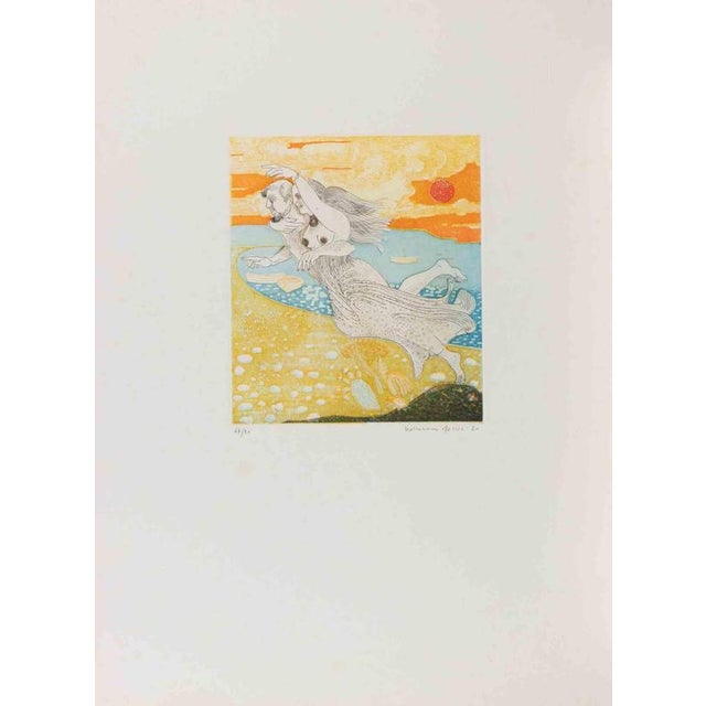 Etching and aquatint on paper realized by Normanno Soscia. Hand signed and numbered in pencil. Edition of 30 in roman...