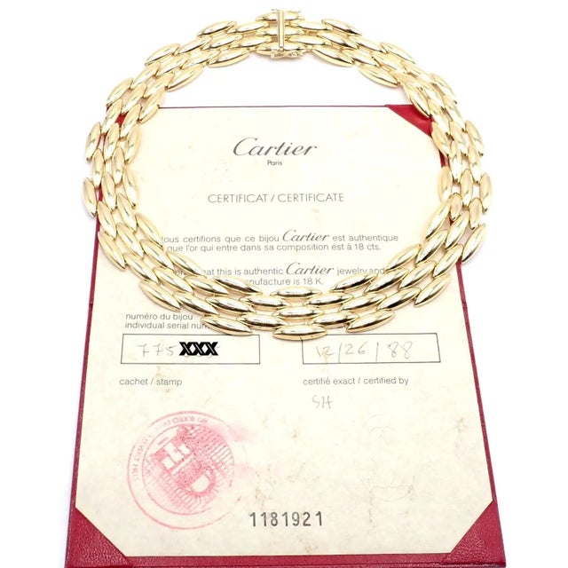 18k Yellow Gold Gentiane Five Row Rice Wide Link Necklace by Cartier. *This necklace comes with certificate of...