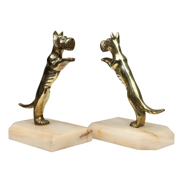 Art Deco Bookends in Copper with Marble Bases, France, 1930s, Set of 2 For Sale