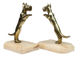 Art Deco Bookends in Copper with Marble Bases, France, 1930s, Set of 2