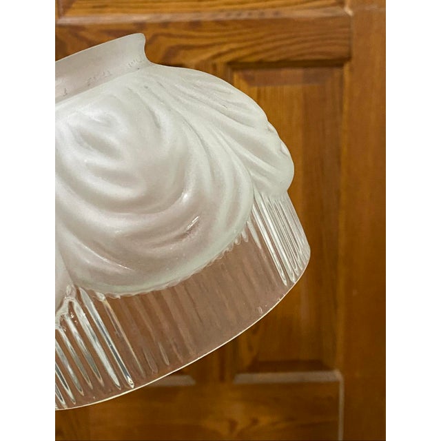Antique Art Deco Swirl Design Frosted Glass Lamp Shade For Sale In Pittsburgh - Image 6 of 6
