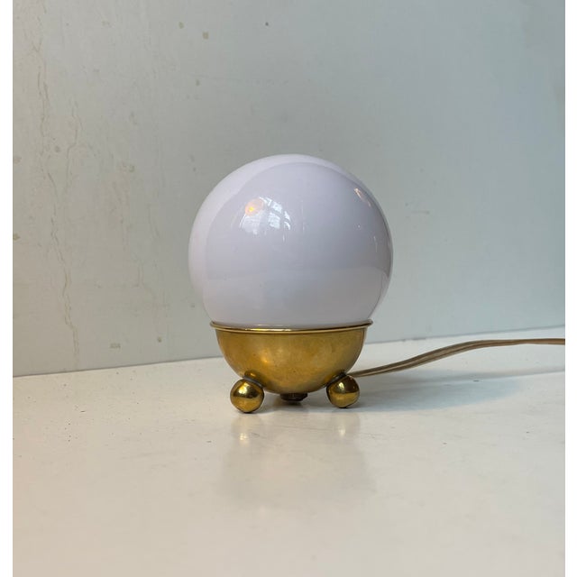 Gold Small Vintage Scandinavian Snow Ball Table Light in Brass and Acrylic, 1970s For Sale - Image 8 of 9