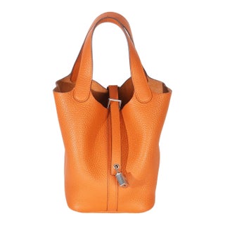 Orange H Clemence Picotin Lock 18 PHW For Sale