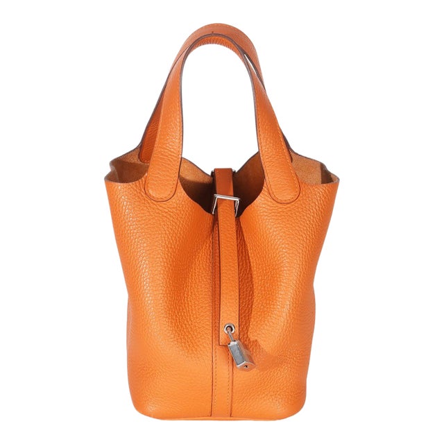 Orange H Clemence Picotin Lock 18 PHW For Sale