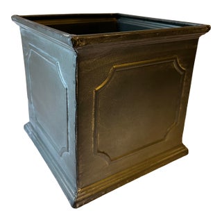 Square Metal Cachepot For Sale