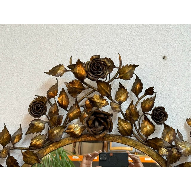 Gold Vintage Gilt Tole Mirror For Sale - Image 8 of 10