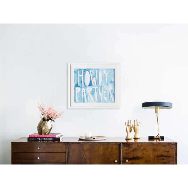 Contemporary Howdy Partner by Virginia Chamlee in White Frame, Small Art Print For Sale - Image 3 of 4