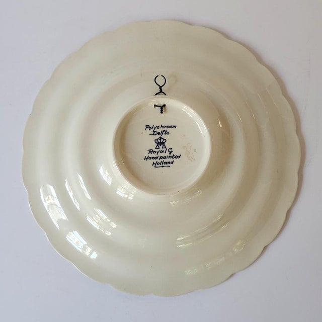 Delft Vintage Royal Goedewaagen Dutch Delft Polychrome Hand-Painted Floral Charger For Sale - Image 4 of 5