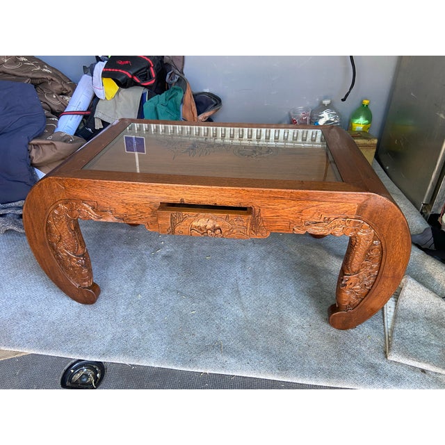 Antique Chinese Hand Carved Wooden Coffee Table Ming Style For Sale - Image 9 of 12
