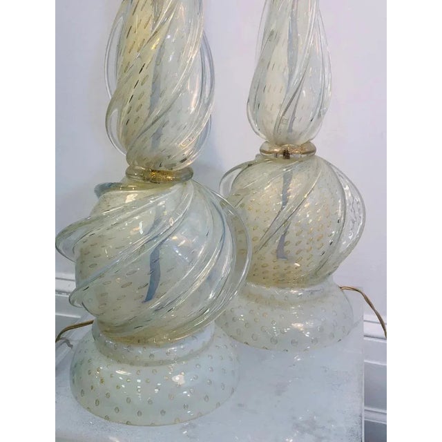 Murano Lamps With Gold Flaked Seguso Handblown Glass - a Pair For Sale In Philadelphia - Image 6 of 11