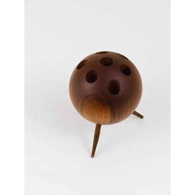 Walnut Ball Tripod Candleholder, Austria, 1950s For Sale - Image 9 of 10