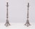 Very nice pair of Silver Plated Church candle sticks .France 1850s Triangle shaped base with Three saints Jesus Maria and...