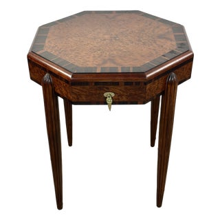 Art Deco Side Table in Burr Walnut Marquetry, 1930s For Sale