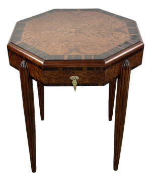 Art Deco Side Table in Burr Walnut Marquetry, 1930s