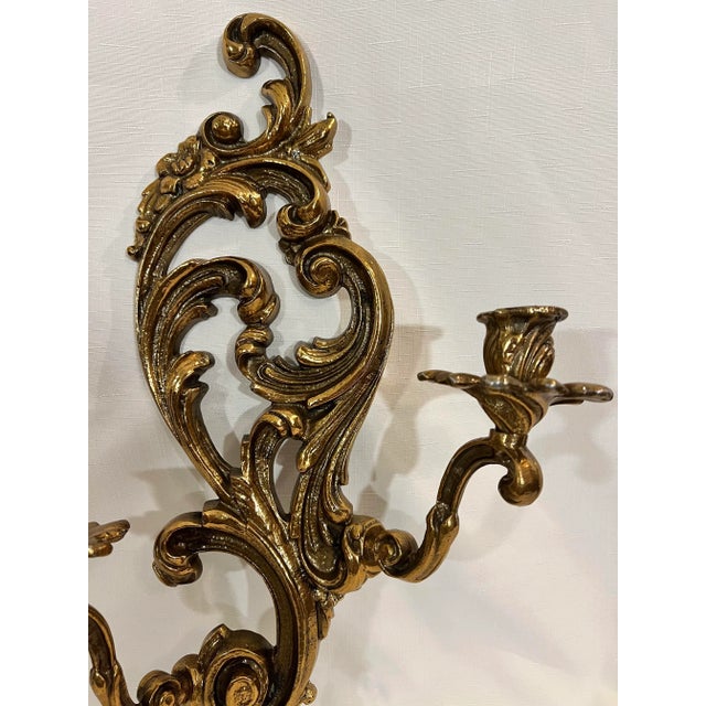 Rococo Vintage Mid-Century Hollywood Regency Baroque Style Candle Sconce For Sale - Image 3 of 10