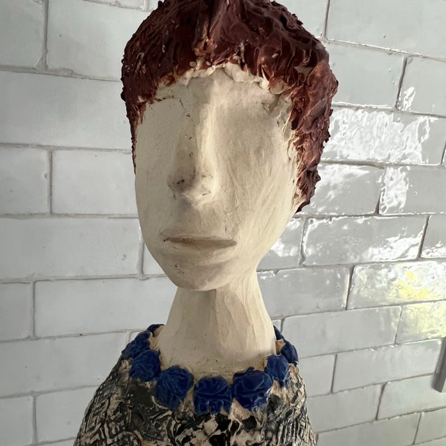 1990s Unique Handmade Sculpture of a Woman With Mohawk For Sale - Image 4 of 12