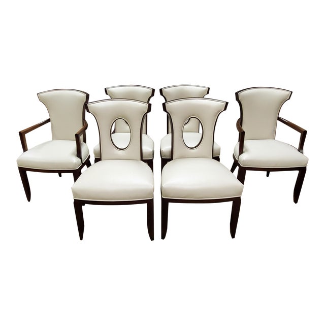 Henredon Furniture Barbara Barry Perfect Parsons Cream Leather Dining