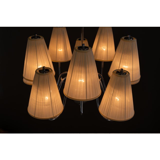 Brass ( chromed ) Original condition The fabric shades are replaced ( new ) Up to 250V (Europe/UK Standard).The wiring of...