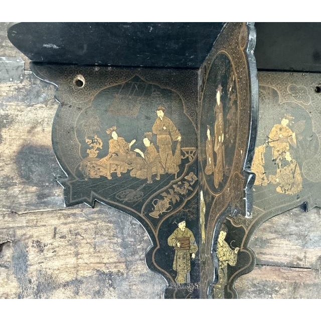 Black Vintage Asian Chinoiserie Folding Bracket For Sale - Image 8 of 10
