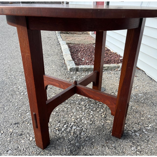 Arts & Crafts 1920s Gustav Stickley Arts & Crafts Model 626 Round Oak Center Breakfast Table For Sale - Image 3 of 6