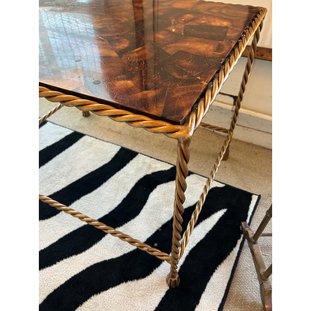 Aged Brass and Tessellated Coconut Shell End Table For Sale In Philadelphia - Image 6 of 10