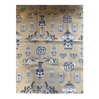 1990s Brunschwig and Fils Tapestry in Blues and Creams Teapots - 1.5 Yards For Sale