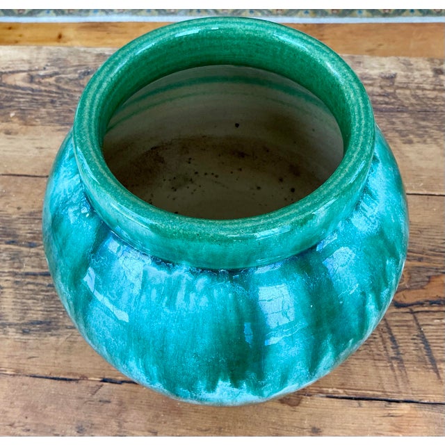 1970s 1970s Large Green Custom Pottery Vase or Planter For Sale - Image 5 of 8