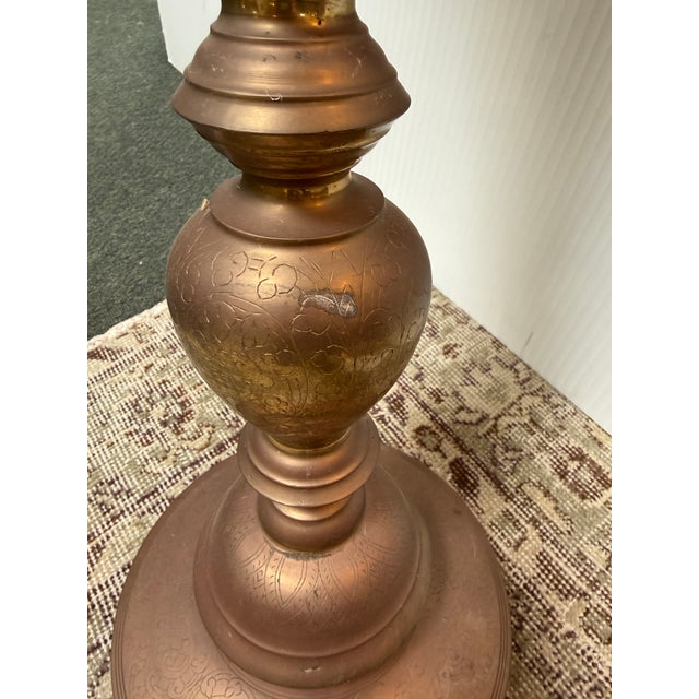 Moroccan Hand Etched Brass Candle Holder, Vintage For Sale - Image 11 of 12